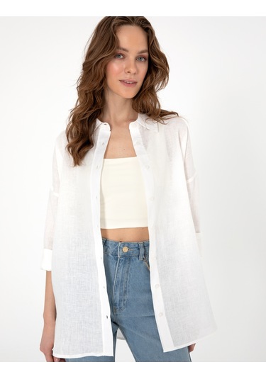 Pierre Cardin Kadın Beyaz Gömlek Desenli 50301078-vr013 Beyaz