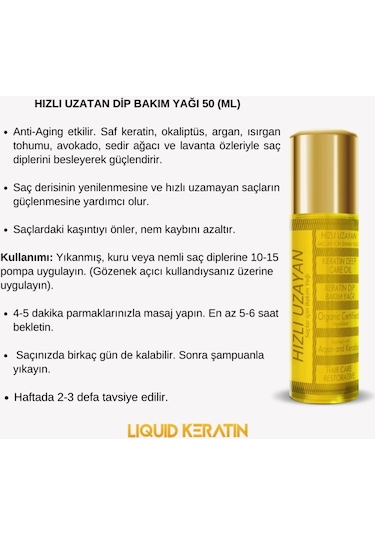 Hızlı Saç Uzatma Keratin Dip Bakım Yağı 50ml