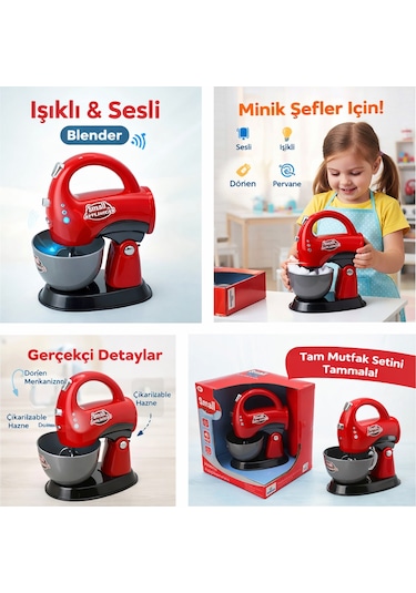 Işıklı Ve Sesli Blender Çocuklar İçin Gerçekçi Evcilik Mutfak Seti