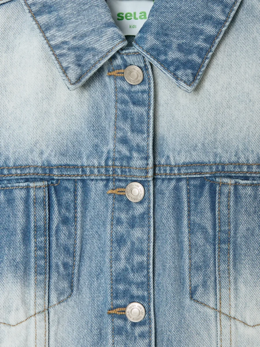 Sela Oversize Aplikasyonlu Kot Ceket 365978636 Açık Mavi