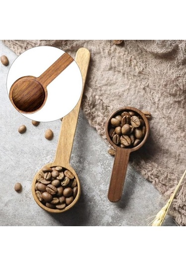 Pazly 2 Boyutlu Dayanıklı Ahşap Kahve Kaşığı Ölçme S Natürel