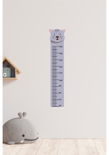 Sevimli Hayvan Kedi Temalı Boy Ölçer Duvar Sticker