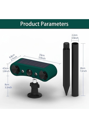 Willowhaven 2024 Güncellenmiş Yeşil Ultrasonik Güneş Enerjili Hayvan Kızılötesi Algılama Alarmı Dış Mekan Hareket Dedektörü 129db Kırmızı Mavi Işık