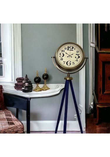 Eskitme Metal Ofis Salon Otel Ayaklı Seyyar Saat B11 Eskitme