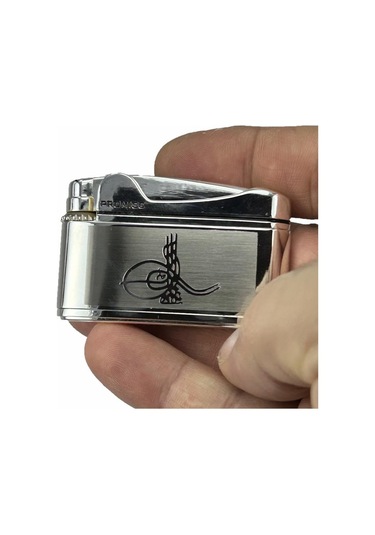 Osmanlı Tuğralı Gazlı Çakmak Gümüş Renk