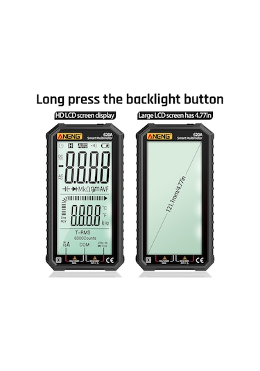 Butu Aneng 620a Tam Ekran Akıllı Dijital Multimetre Kırmızı