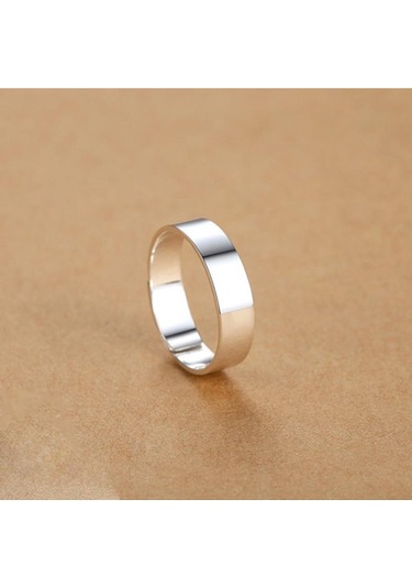 6 Mm Düz Sade Gümüş Çift Alyans Yüzük Tektaş Hediye Al38