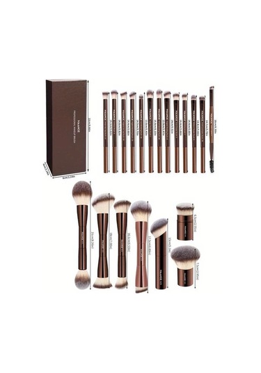 Honeybeeshop Kahve Makyaj Fırçası Seti 10 Parça Profesyonel Yumuşak Pudra Fondöten Fırçaları