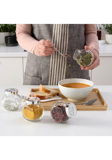 4 Adet Baharat Kavanozu Meridyendukkan Cam-gümüş Kapak 15 Cl Cam Kavanoz