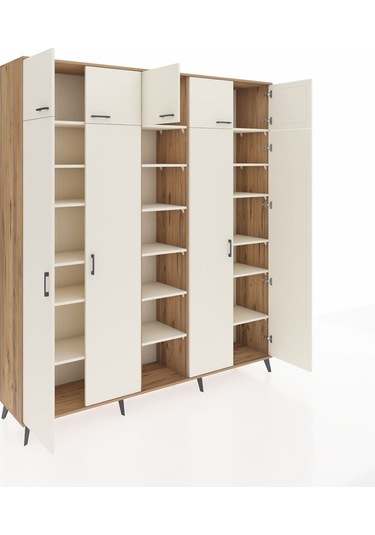 Hyperion Dolap 18 Raflı 9 Kapaklı 220x44x243 Çam-aytaşı/aytaşı Aytası/aytası