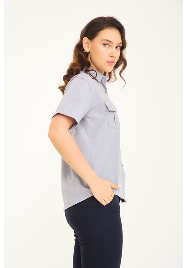 Kadın Yazlık Koyugri Gömlek Koyugri