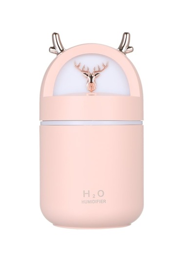 Pembe Geyik Boynuzu Şeklinde 280ml Usb Nemlendirici - Çift Püskürtme Modu Ve Otomatik Kapanma