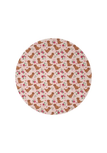 Golden Retriever Desenli Yuvarlak Polar Battaniye, Yumuşak & Hafif, 47 İnç-a2 Golden Retriever Floral