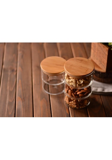 Bambum Tade 2 Katlı Cam Saklama Kabı