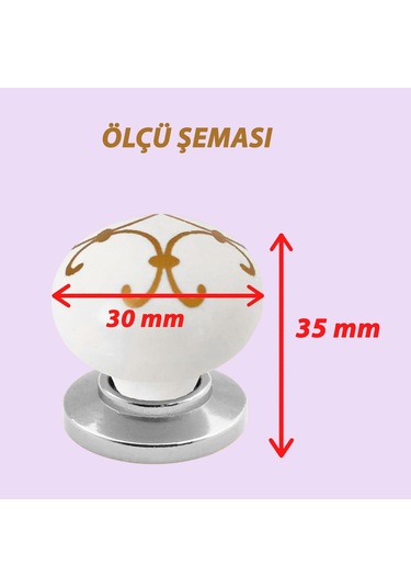 Defne Altın Çizgili Beyaz Polimer Düğme Kulp Krom Tablalı Mobilya Mutfak Dolabı Çekmece Kulbu Kulpları