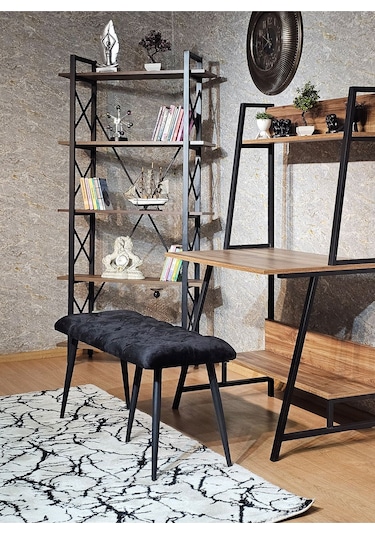 Siyah Boyalı Füme Oturak Metal Sivriltme Ayaklı Babyface Puf & Be 001