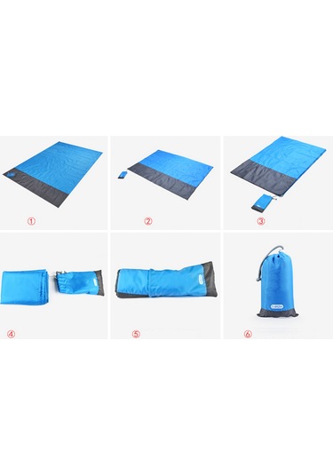 Qingmipy Mürekkebi Tpu Kaplı Poliester Çadır Matı, 1.4x2m Mavi, 4 Tırnaklı Su Geçirmez Piknik Ve Plaj Battaniyesi, Taşınabilir Çanta İle Mavi