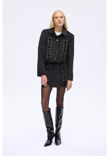 Quzu Siyah Kadın Ceket Ckt01039 Siyah