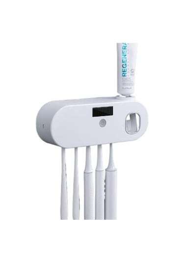 Akıllı Diş Fırçası Tutucu Kutusu Otomatik Diş Macunu Sıkacağı Beyaz