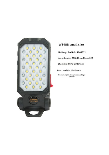 Dofolink Usb Şarjlı Manyetik Cob Çalışma Lambası - Pil Göstergeli, 18650 Li-poly Batarya, 100-200m Mesafe, El Feneri W599