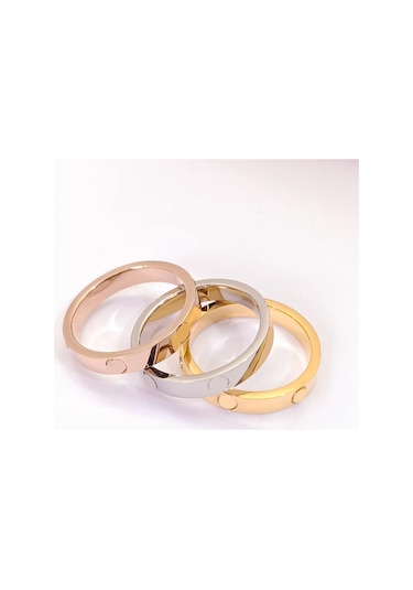 Altın Tasarım Duygusu Hafif Ve Lüks, Yıldız Çift Zirkon Yüzük Renginden Düşmüyor Titanyum Çelik Vermikülit Yüzük 9 Altın