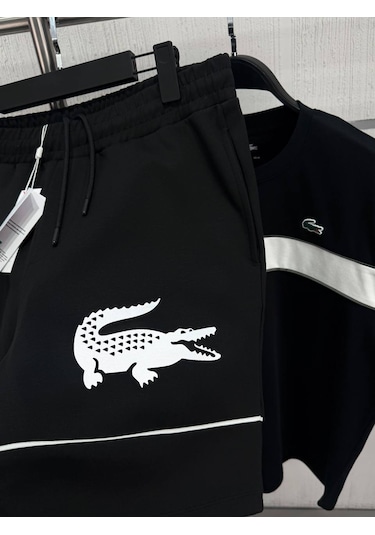 Lacoste Yazlık Erkek 2"li Takım Şort T-shirt Siyah