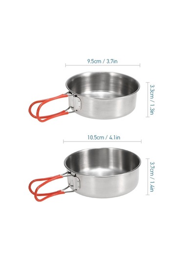 Pazly Açık Hava Kamp Mutfağı İçin 2 Adet Paslanmaz Çelik Kase Metalik Tabak METALİK