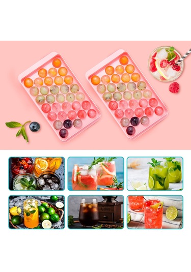 Samdoo 10 Adet Silikon Buzluk Seti - 33 Bölmeli, Kapatçılı, Hızlı Buz Yapımı, Pp+tpe Malzeme, Pembe Çok Renkli