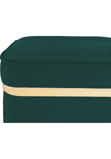 Zengo Gold Twin Line Kare Puf -yeşil Kumaş, Dekoratif Makyaj Masası Pufu-modern Style