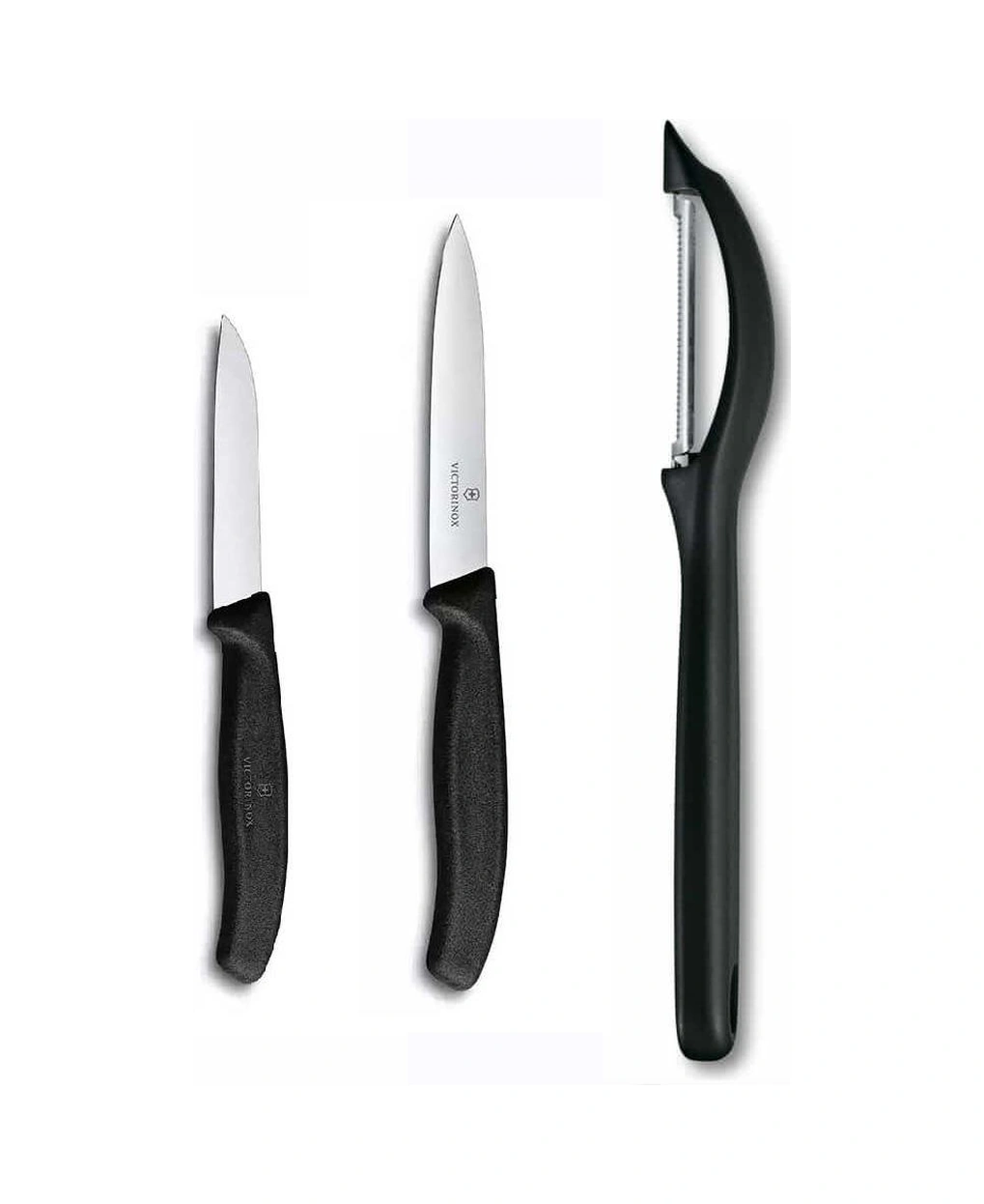 Victorinox 3 Lü Set 10 Cm Ve 8 Cm Düz Sebze Meyve Bıçağı - Domates Sebze Soyacağı Siyah