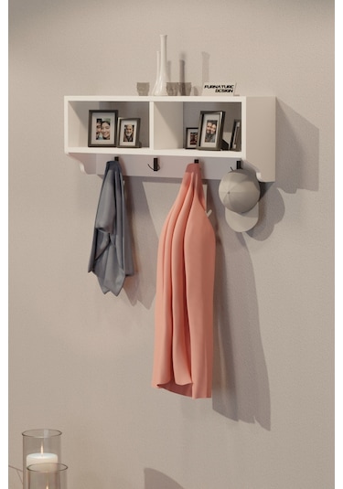 Portmanto Duvar Askısı Modern Duvar Askılık Vestiyer - Beyaz Diğer