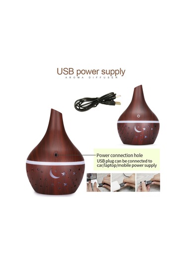 Kosona Aromaterapi Dağıtıcı 300ml, Koyu Ağacı Desenli, Gece Lambası Fonksiyonu, 15-30m² Kullanim Alani, Yx041x