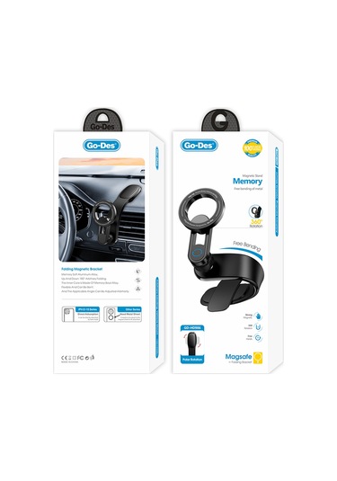 Go Des Gd-hd986 Magnetik Magsafe Uyumlu Bükülebilen Eğimi Ve Düz Zemin Araç Telefon Tutucu Siyah