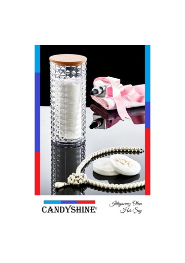 Ahşap Kapak 3'lü Organizer Set Modern Pamukluk Banyo Düzenleyici Şeffaf