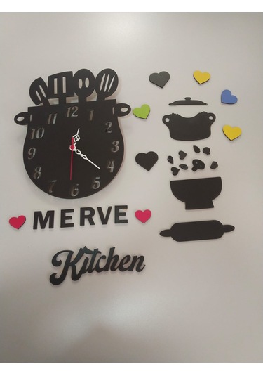 Mutfak Duvar Saati / Süsü Şık Hediye Kişiye Özel İsim