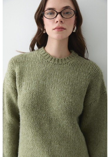 Açık Yeşil Uzun Kollu Relax Kazak - 251091 Açık Yeşil