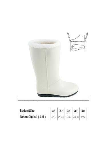 Gezer Kadın Kışlık Pvc İçi Sıcak Astarlı Su Geçirmez Çizme Bej