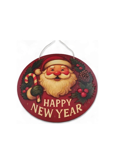 Noel Baba Kapı Ve Duvar Süsü Happy New Year 30x30