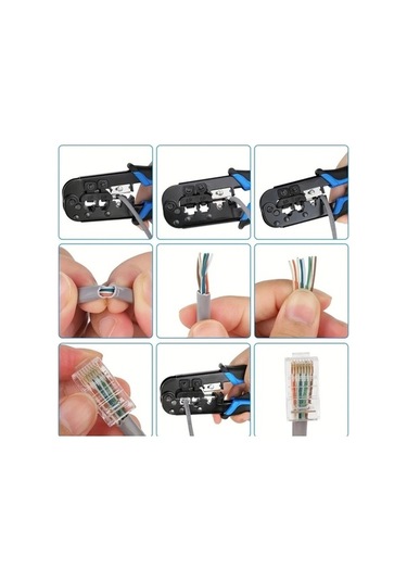 Besthome1 Dream011 Mavi Rj45 Kıvırma Takımı 20 Adet Rj45 Konnektör Test Cihazı Ve Kapak Kesme Soyma Aleti Ethernet Kıvırma
