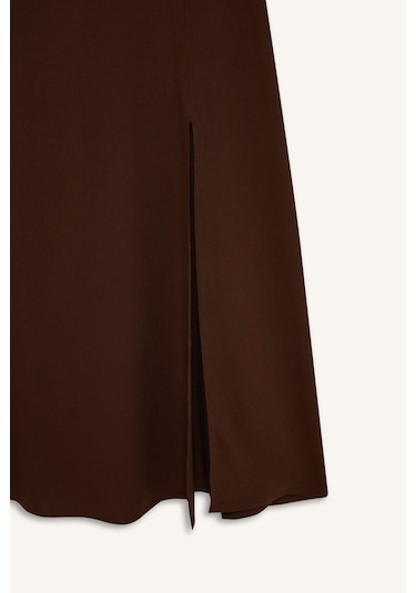 Defacto A Kesim Normal Bel Keten Karışımlı Maxi Etek E6024ax25smbn226 Kahve