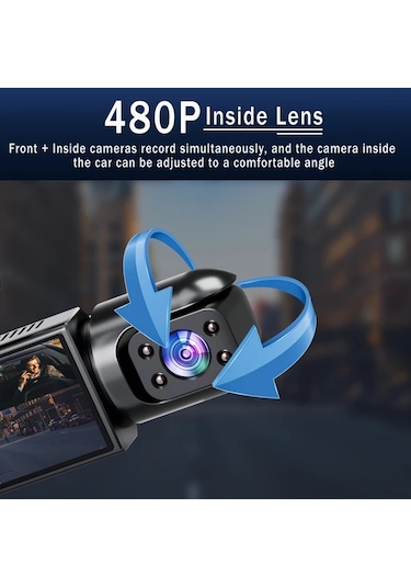 Xuweiwei Dual Kamera Araba Kamerası 1080p On 480p Iç Görüş Ir Gece Görüşü Döngü Kayıt M8 32g Card