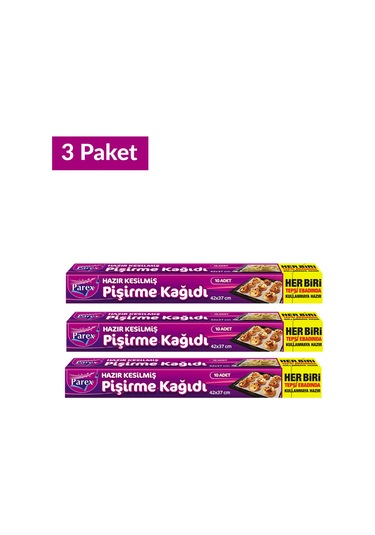 Hazır Kesilmiş Pişirme Kağıdı 10 Lu 42 X 37 Cm Üçlü Set