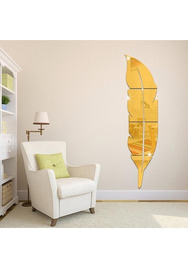 Honmex Büyük Boy Altın Renkli Plastik Duvar Sticker - Koruyucu Filmi Kaldırınca Parlak Ayna Efekti Altın