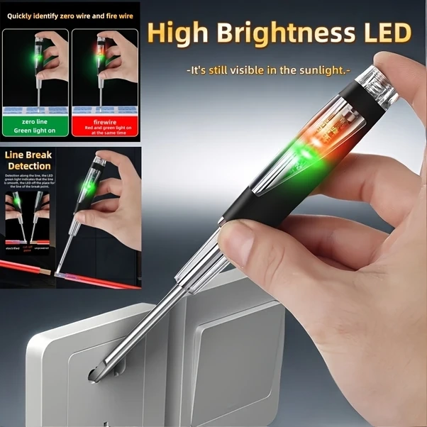 Willowhaven D06 Yüksek Parlaklıklı Led Voltaj Test Kalemi Kızılötesi Hat Kesme Tespiti Kaymaz Üçgen Sap Ev Ve Profesyonel Elektrikçiler