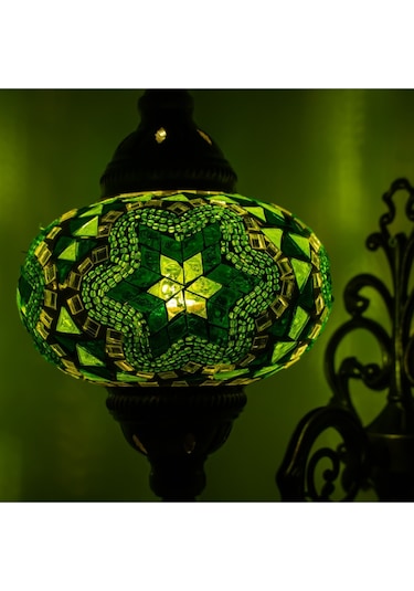 Dekoratif Mozaik Aplik Yeşil Renkli Duvar Lambası Yeşil