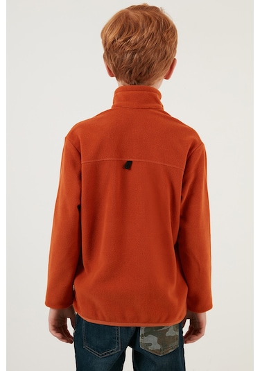 Lela Yumuşak Dokulu Fermuarlı Dik Yaka Şardonlu Kışlık Unisex Çocuk Polar 5905002 Oranj