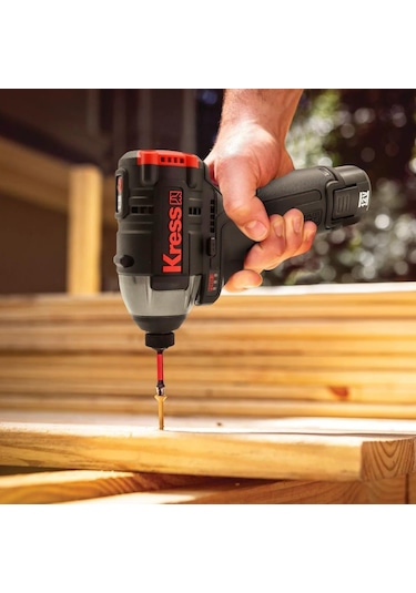 Kress KUG02 12 V 2.0 Ah. Li-ion Çift Akülü Kömürsüz Şarjlı Darbeli Matkap + Kömürsüz Darbeli Tornavida Kombo Set