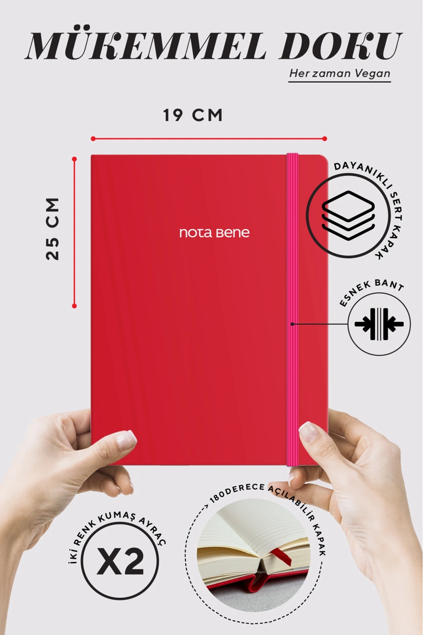 Nota Bene Classic Sert Kapak Defter, 19x25 Cm, Çizgili Fuşya