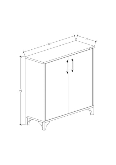 %100 Mdf 2 Kapaklı Küp Üstü Desenli Ayakkabılık Beyaz