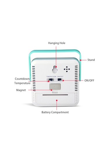 Vkemall Tp12 Yeşil Yüksek Hassasiyetli Zamanlayıcılı Isı Sicaklığı Alarm Termometresi 0-250 C